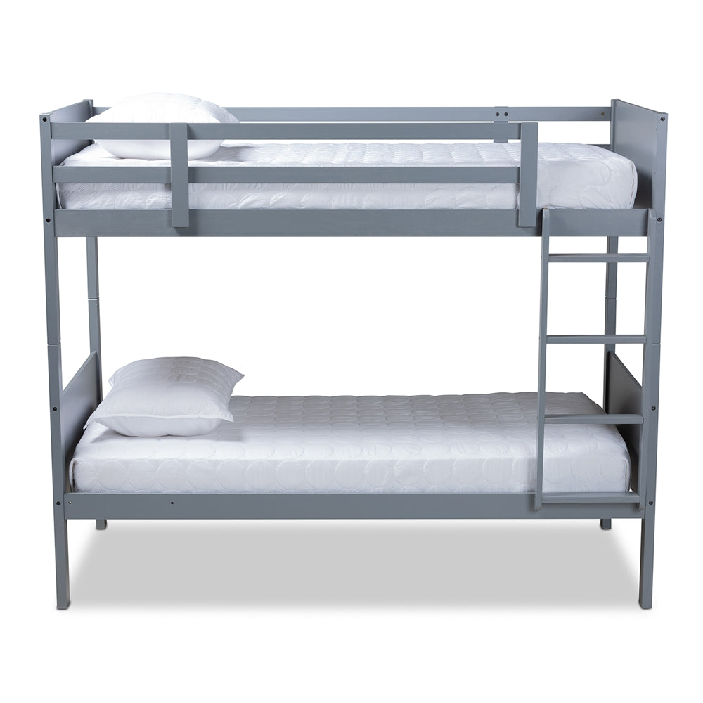 Elsie Modern And Contemporary Grey Finished Wood Twin Size Bunk Bed
