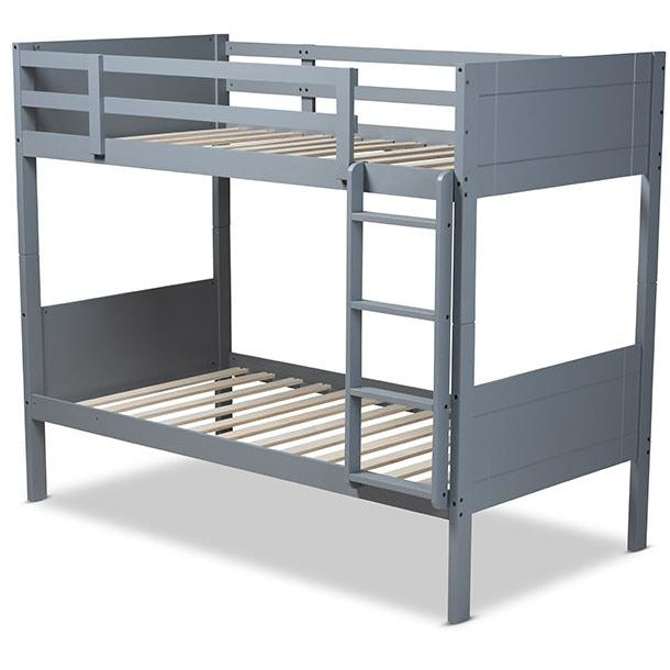 Elsie Modern And Contemporary Grey Finished Wood Twin Size Bunk Bed