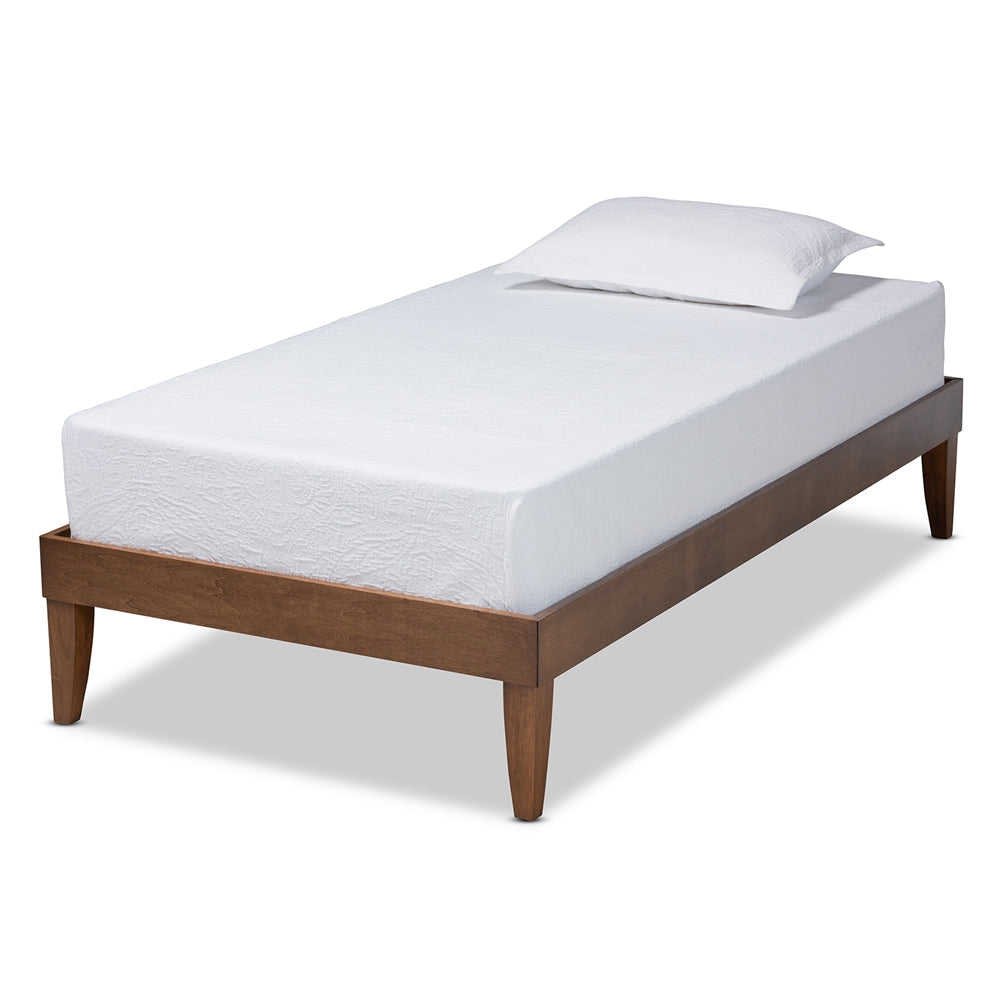 Lucina Mid-Century Modern Walnut Brown Finished Twin Size Platform Bed Frame