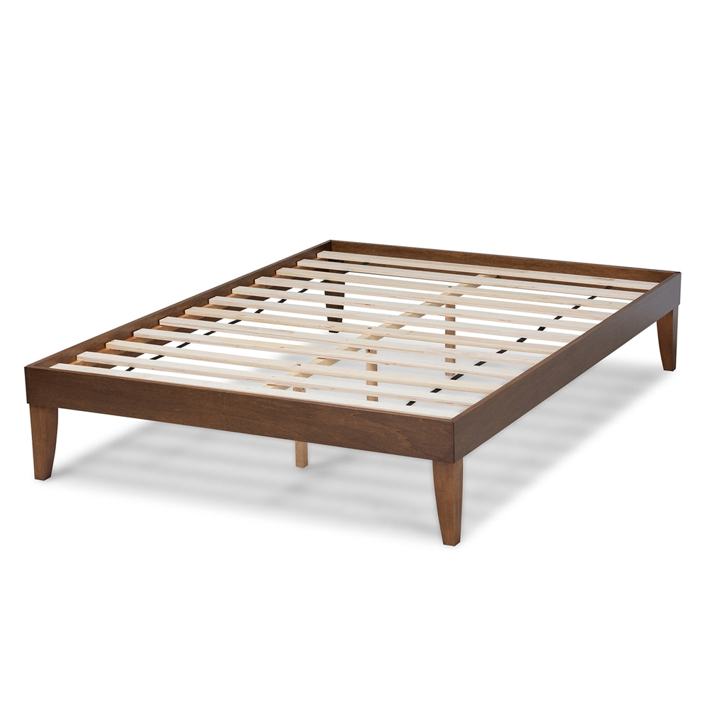 Lucina Modern Walnut Brown Finished Queen Size Platform Bed Frame