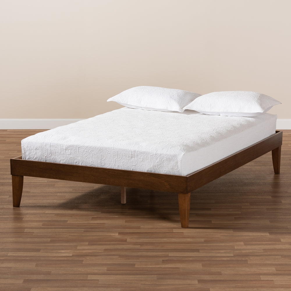 Lucina Modern Walnut Brown Finished Queen Size Platform Bed Frame