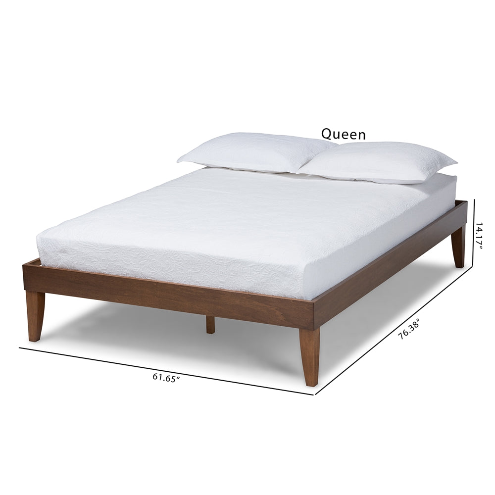 Lucina Modern Walnut Brown Finished Queen Size Platform Bed Frame