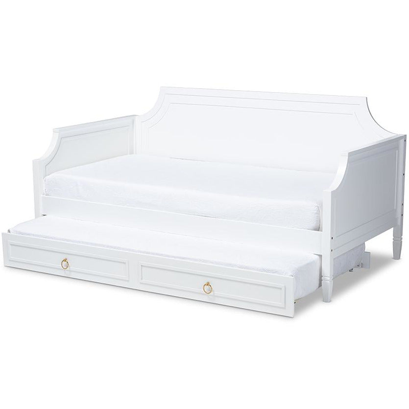 Mariana Twin Size Daybed White Wood Classic Design with Trundle