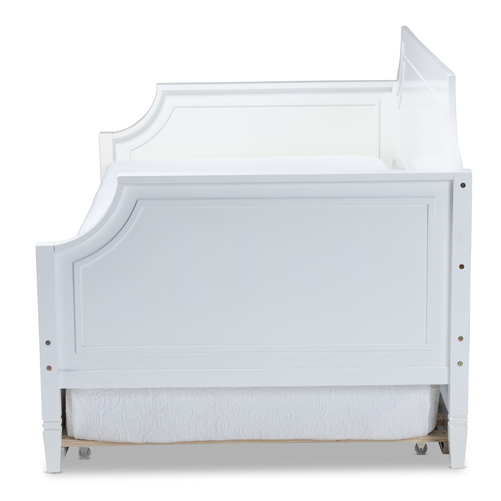 Mariana Twin Size Daybed White Wood Classic Design with Trundle