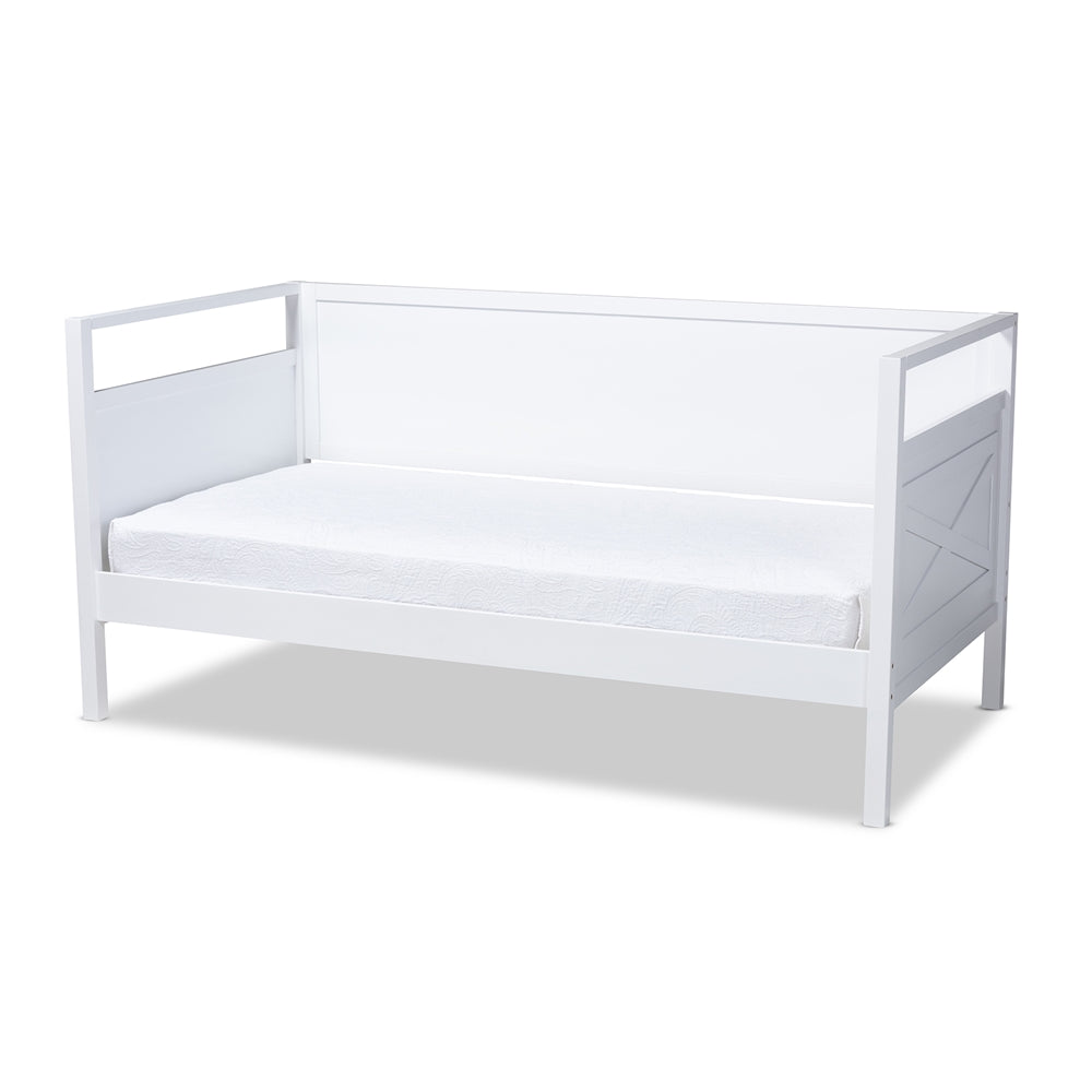 Cintia Cottage Farmhouse White Finished Wood Twin Size Daybed