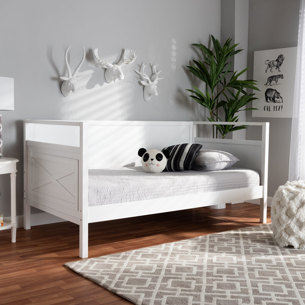 Cintia Cottage Farmhouse White Finished Wood Twin Size Daybed