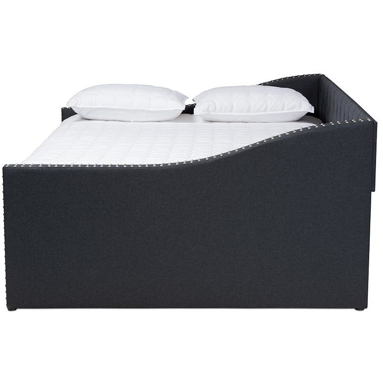 Haylie Modern Dark Grey Fabric Upholstered Queen Size Daybed