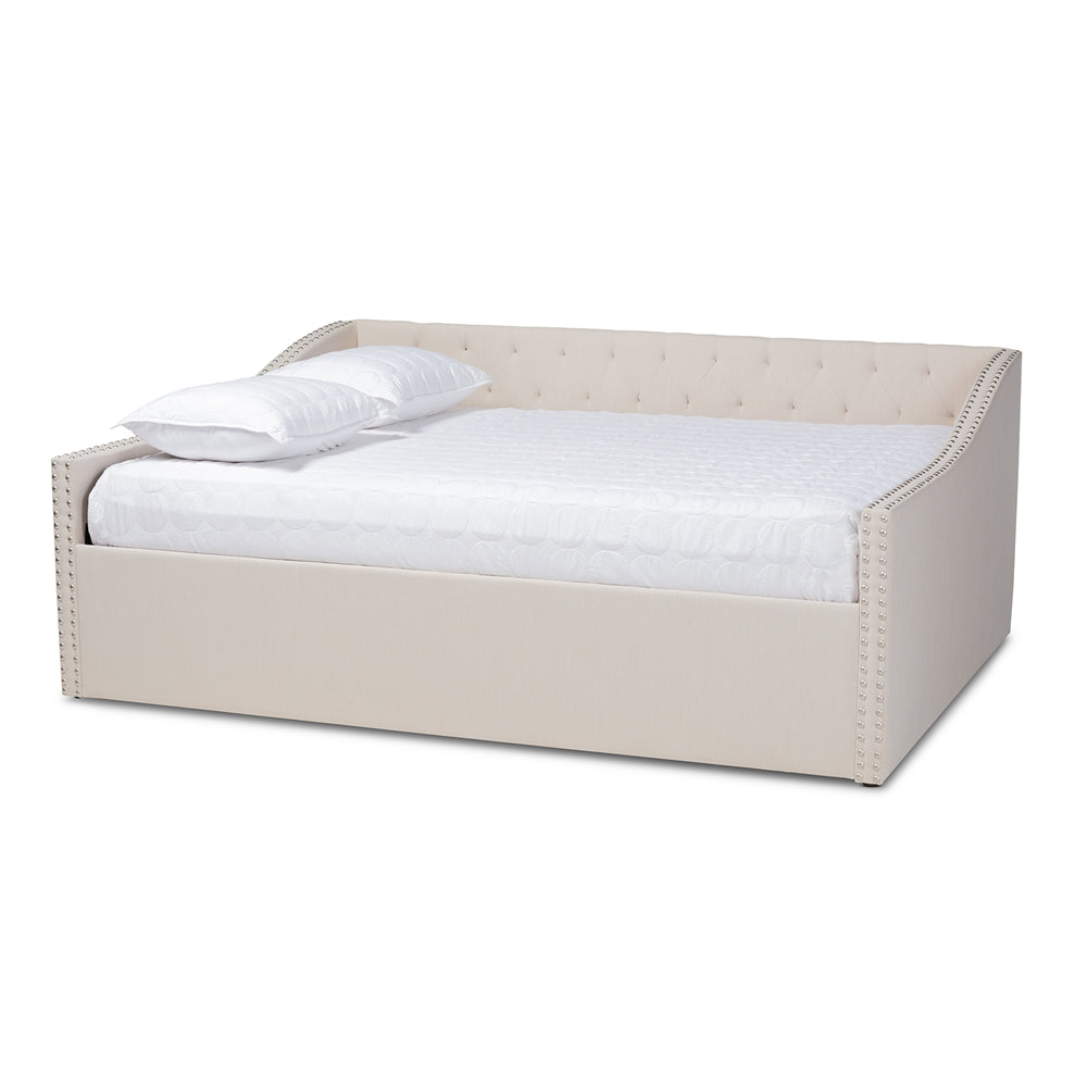 Haylie Modern And Contemporary Beige Fabric Upholstered Full Size Daybed