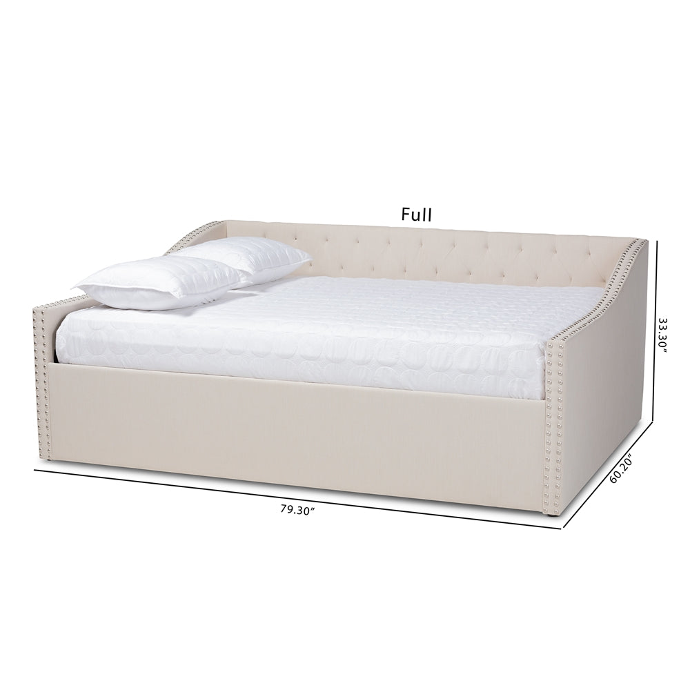 Haylie Modern And Contemporary Beige Fabric Upholstered Full Size Daybed