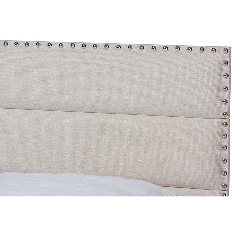 Ansa Beige Fabric Upholstered King Size Bed