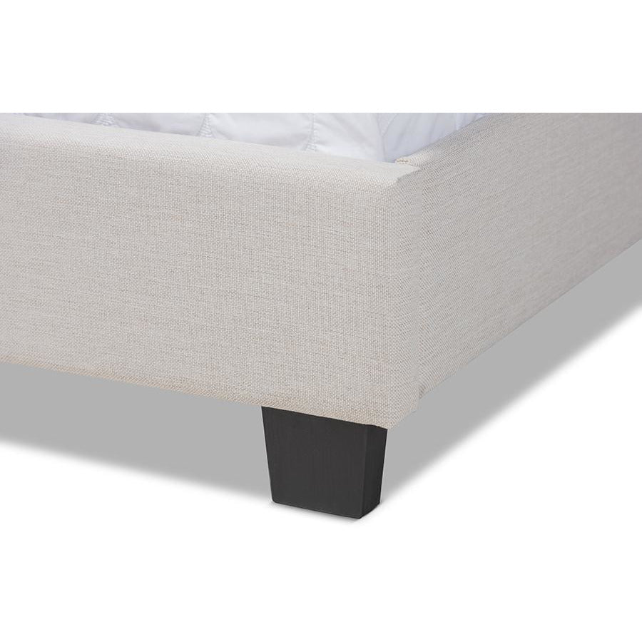 Ansa Beige Fabric Upholstered King Size Bed