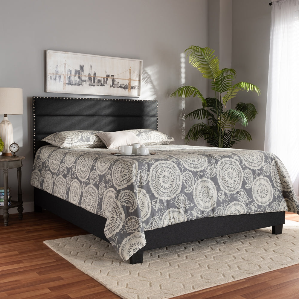 Ansa Dark Grey Fabric Upholstered Full Size Bed