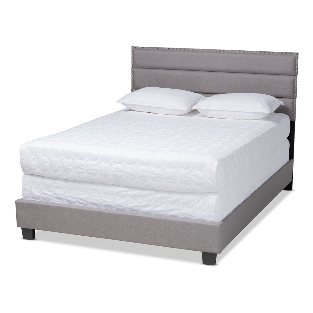 Ansa Grey Fabric Upholstered Queen Size Bed