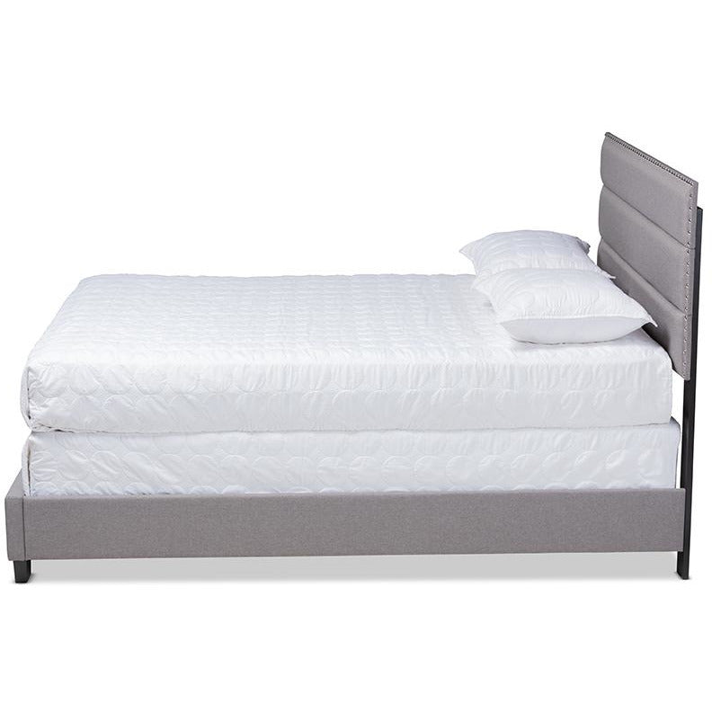 Ansa Grey Fabric Upholstered Queen Size Bed