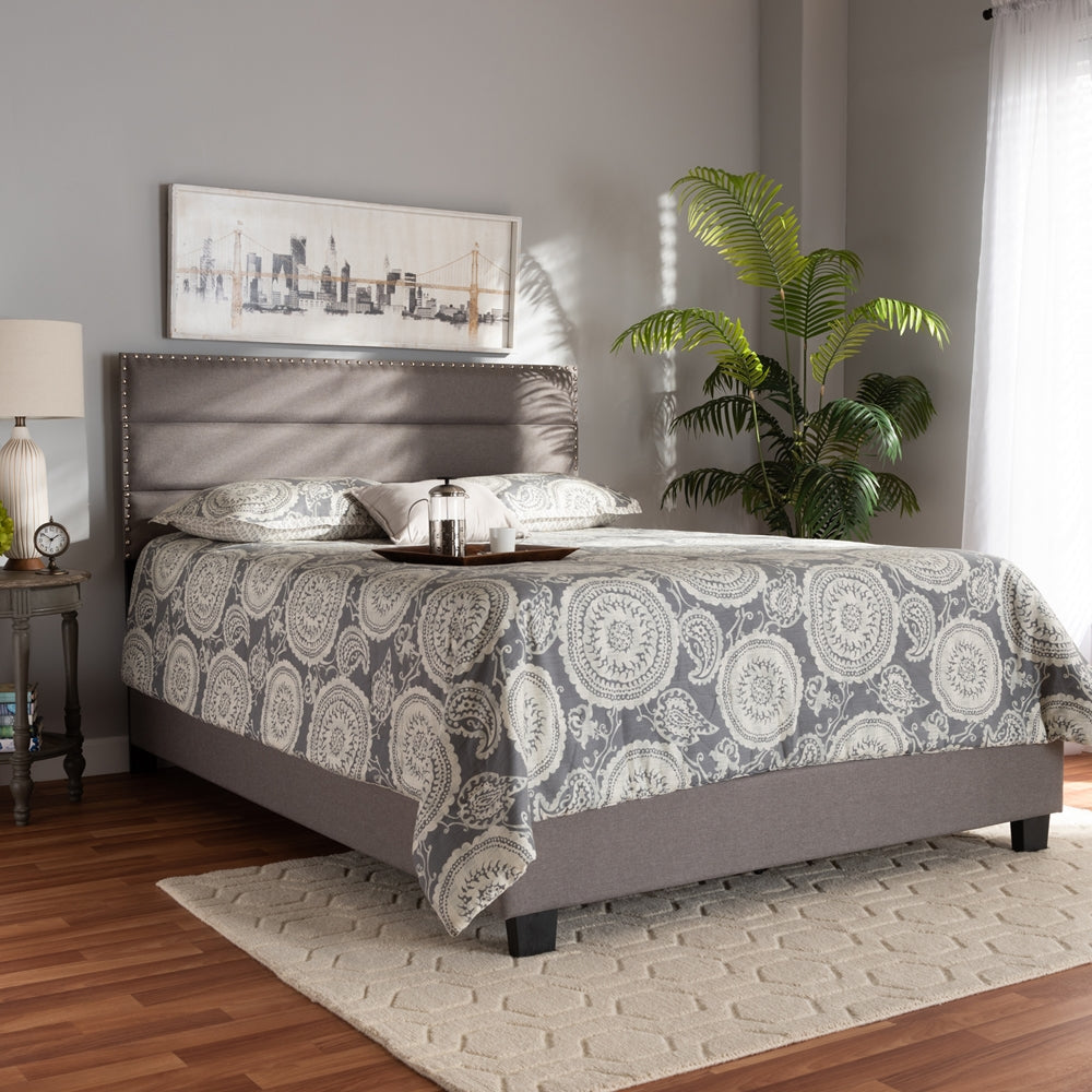 Ansa Grey Fabric Upholstered Queen Size Bed