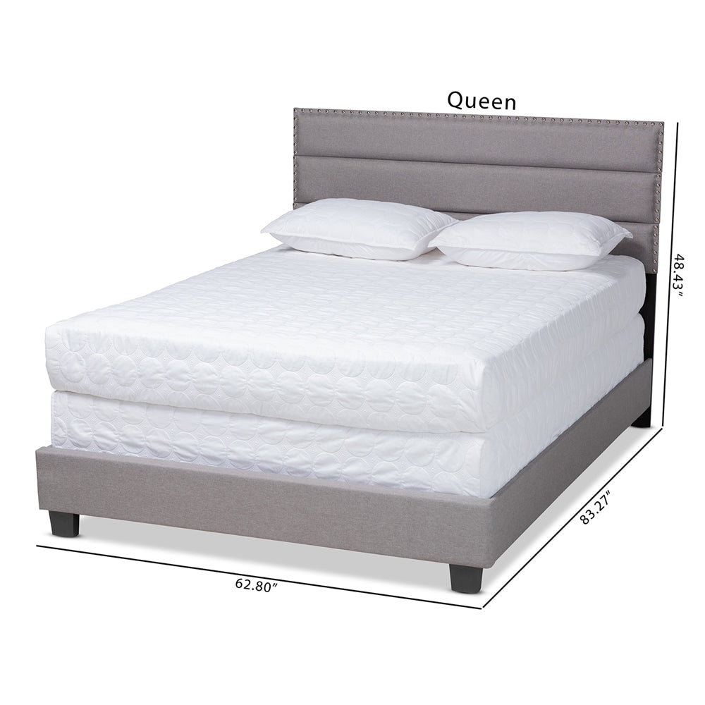 Ansa Grey Fabric Upholstered Queen Size Bed