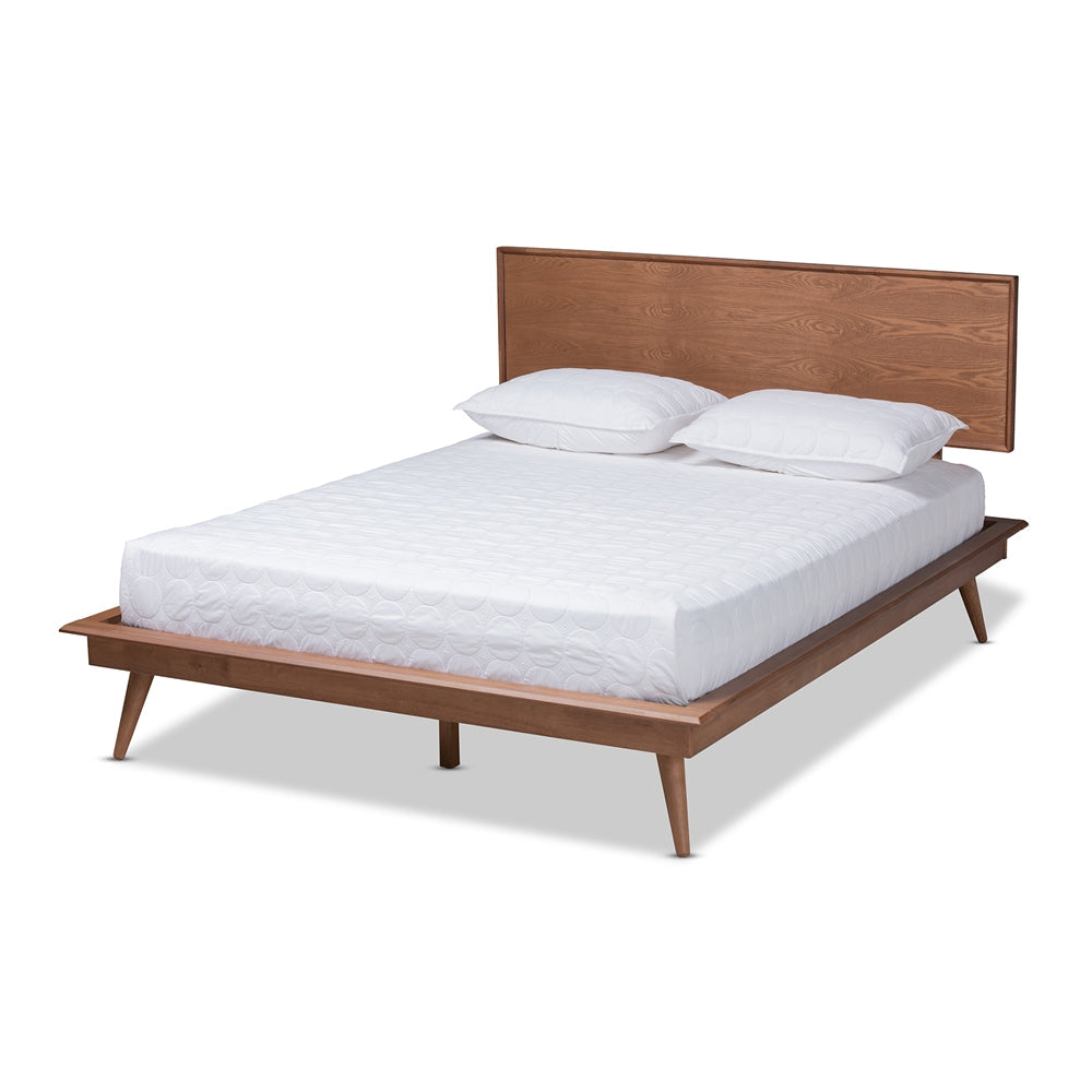 Karine Walnut Brown Finished Wood Queen Size Platform Bed