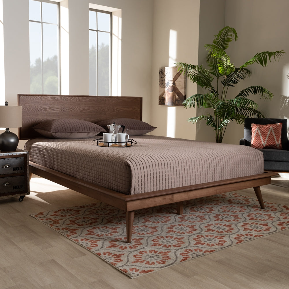 Karine Walnut Brown Finished Wood Queen Size Platform Bed