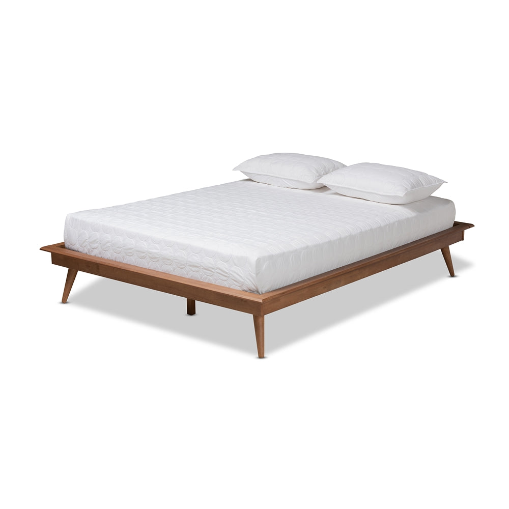 Karine Walnut Brown Finished Wood King Size Platform Bed Frame