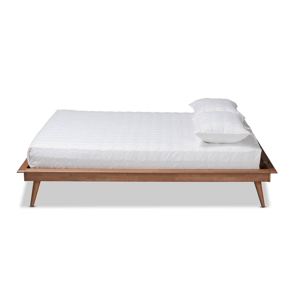 Karine Walnut Brown Finished Wood Queen Size Platform Bed Frame