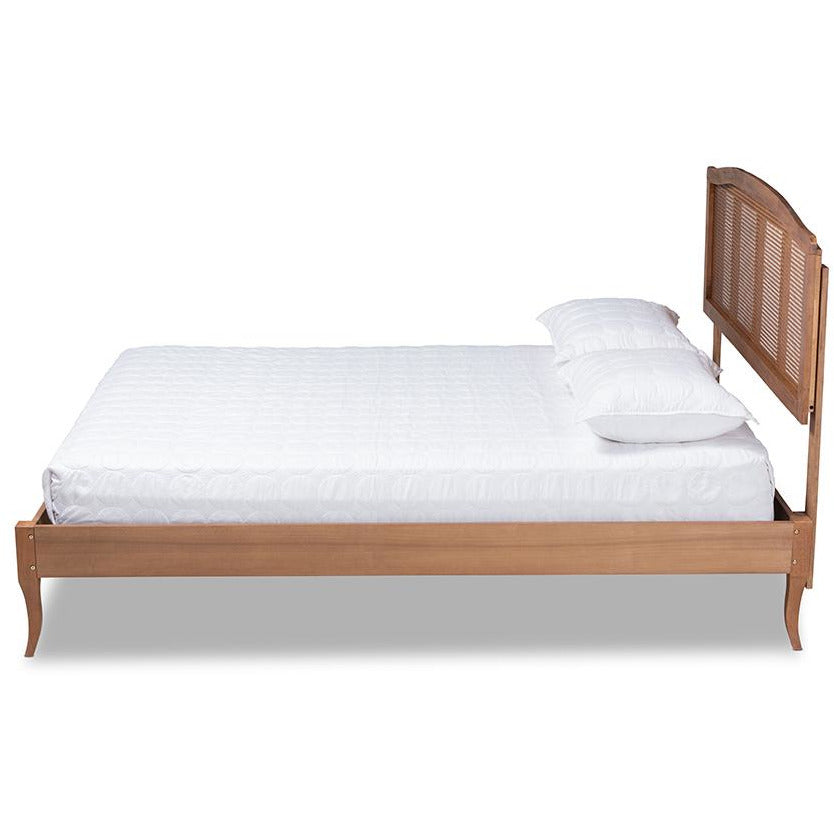 Marieke Vintage Inspired Ash Wanut Wood and Synthetic Rattan Full Size Bed