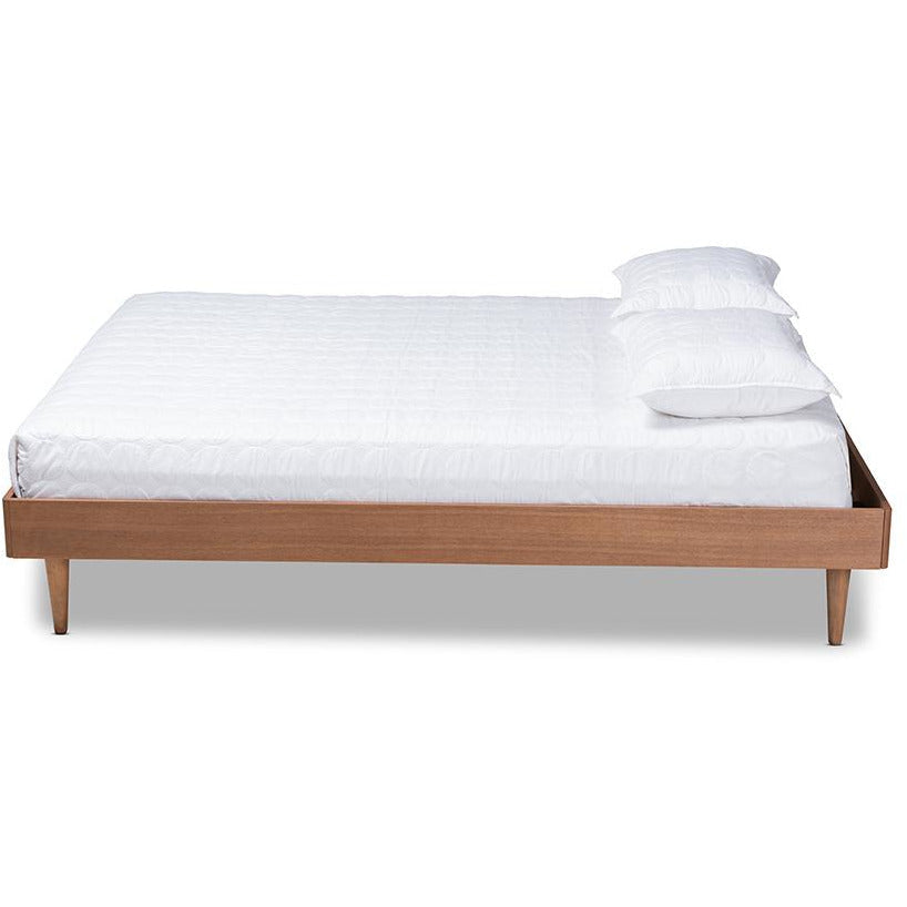 Rina Mid-Century Modern Ash Walnut Finished Full Size Wood Bed Frame