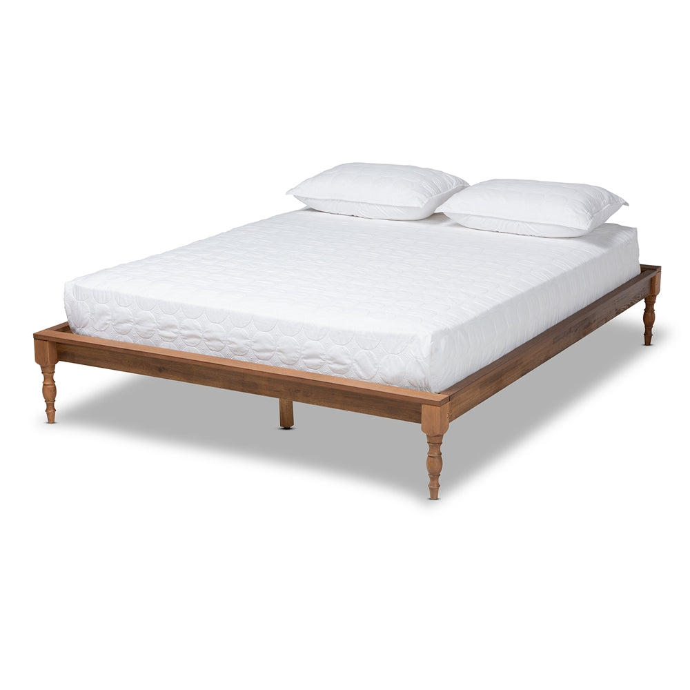 Romy Vintage Inspired Ash Wanut Finished Queen Size Wood Bed Frame