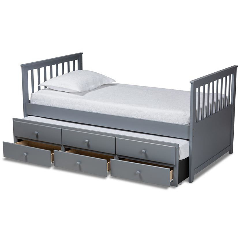 Trine Classic Grey Finished Wood Twin Size Daybed with Trundle