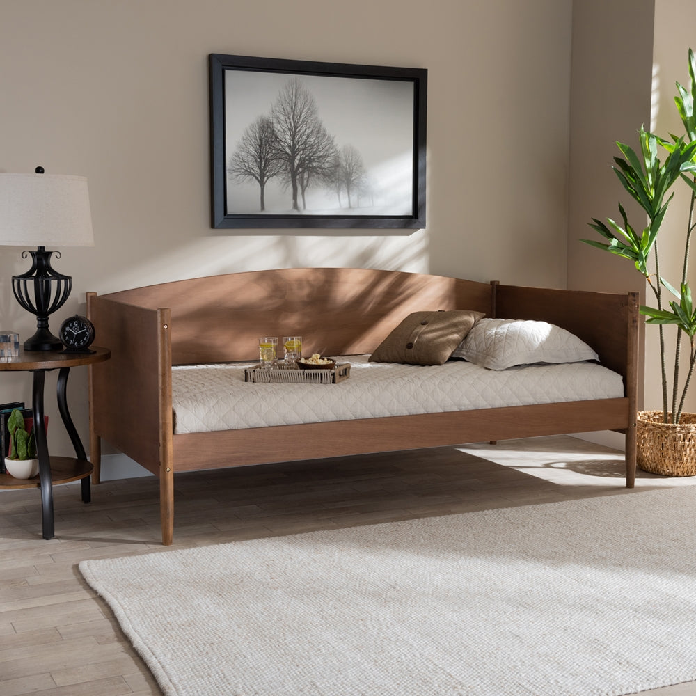 Veles Mid-Century Modern Ash Wanut Finished Wood Daybed