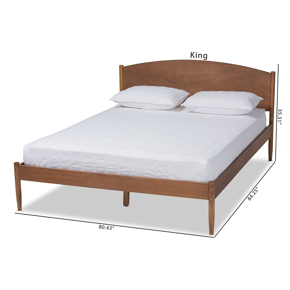 Leanora Mid-Century Modern Ash Wanut Finished King Size Wood Platform Bed