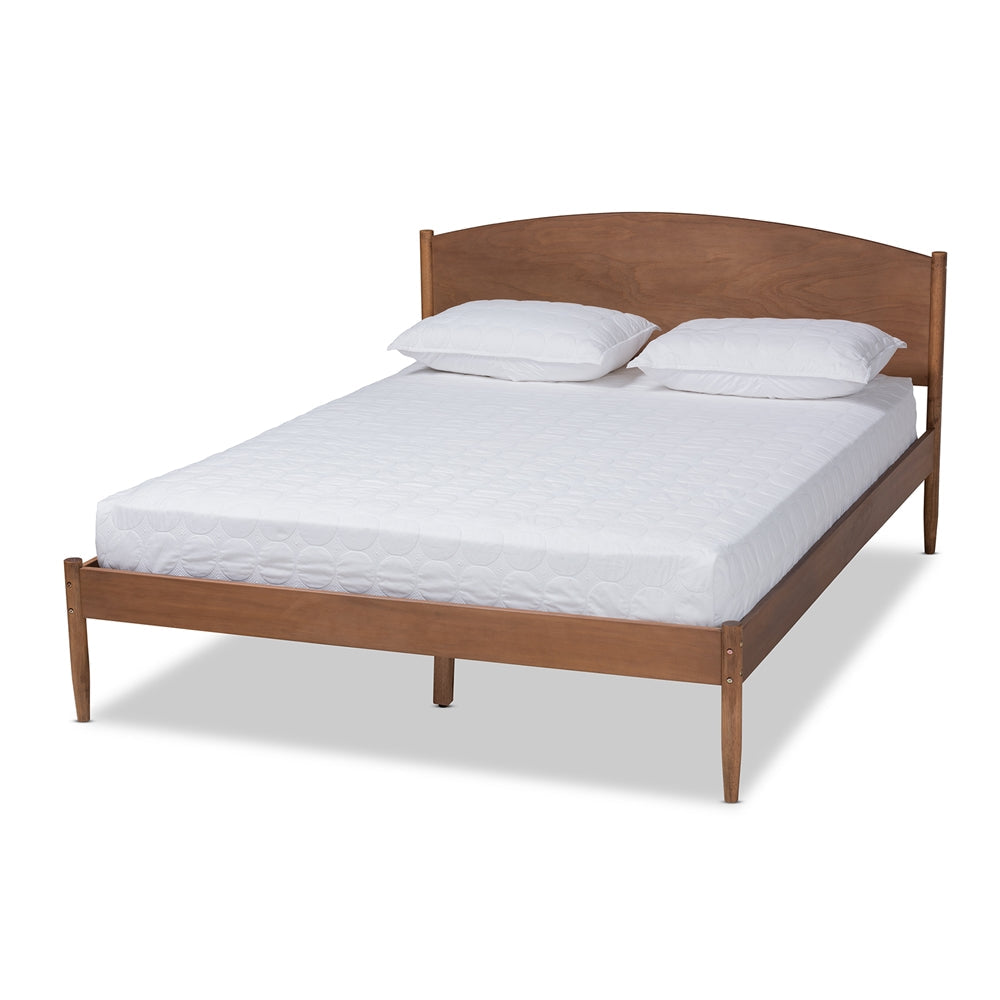 Leanora Mid-Century Modern Ash Wanut Finished Full Size Wood Platform Bed