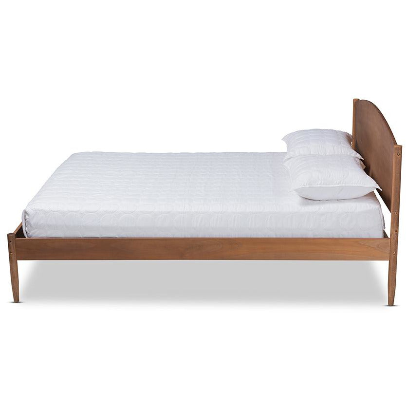 Leanora Mid-Century Modern Ash Wanut Finished Full Size Wood Platform Bed