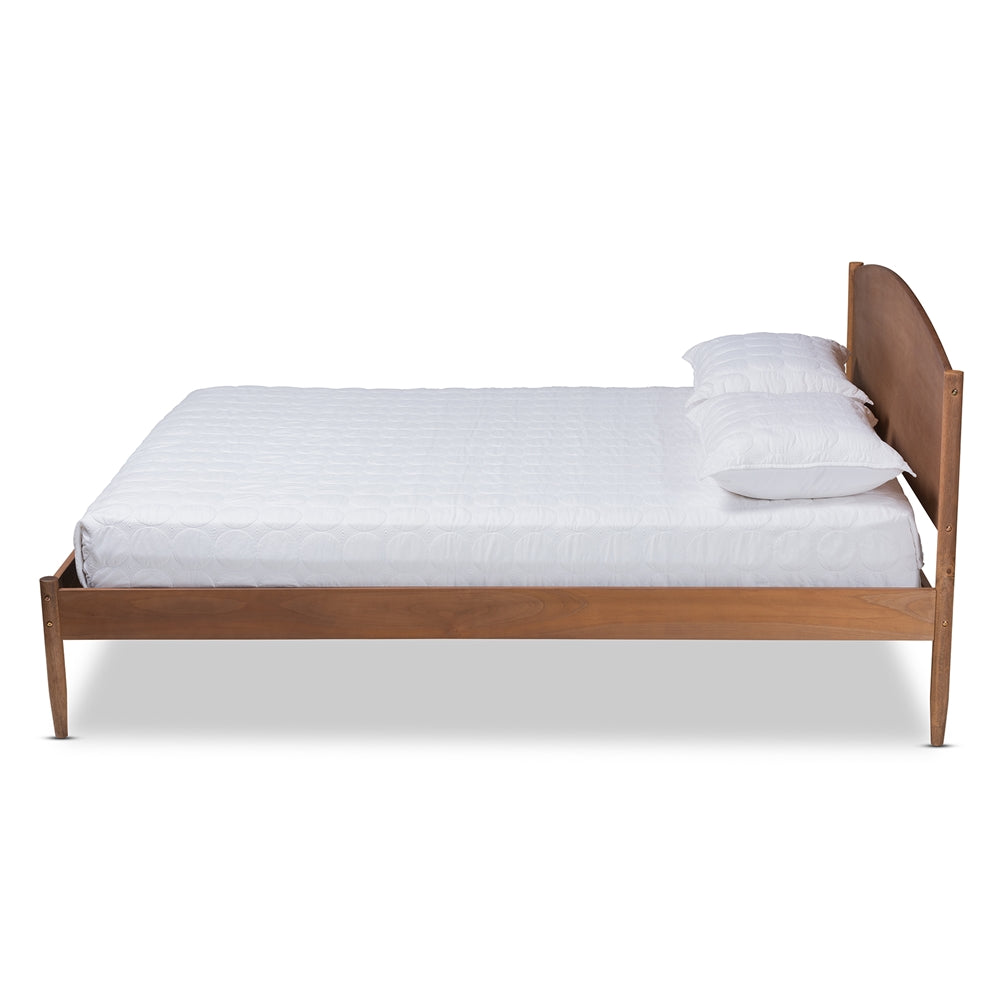 Leanora Mid-Century Modern Ash Wanut Finished Queen Size Wood Platform Bed