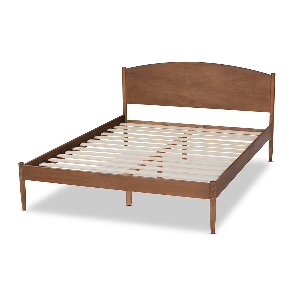 Leanora Mid-Century Modern Ash Wanut Finished Queen Size Wood Platform Bed