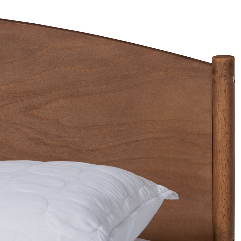 Leanora Mid-Century Modern Ash Wanut Finished Queen Size Wood Platform Bed