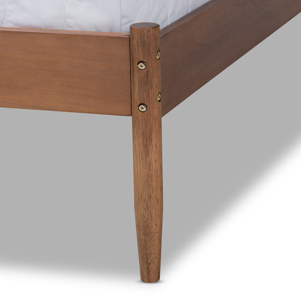 Leanora Mid-Century Modern Ash Wanut Finished Queen Size Wood Platform Bed