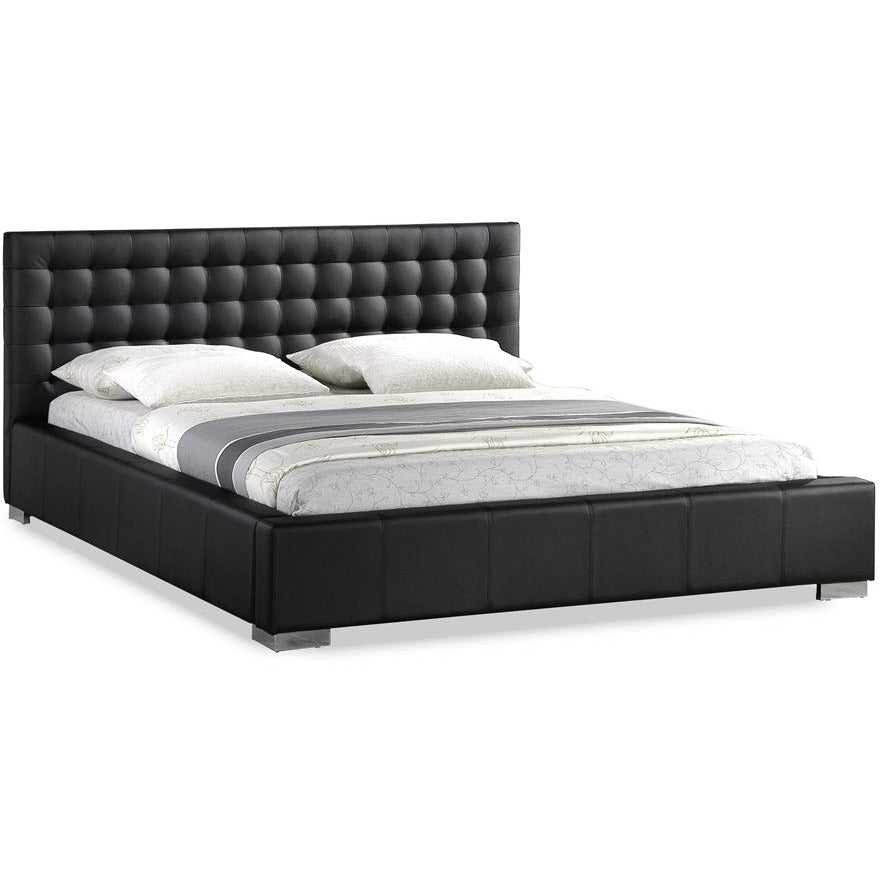 Madison Black Modern Bed With Upholstered Headboard - Queen Size