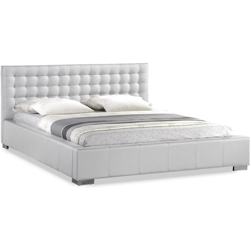 Madison White Modern Bed With Upholstered Headboard - King Size