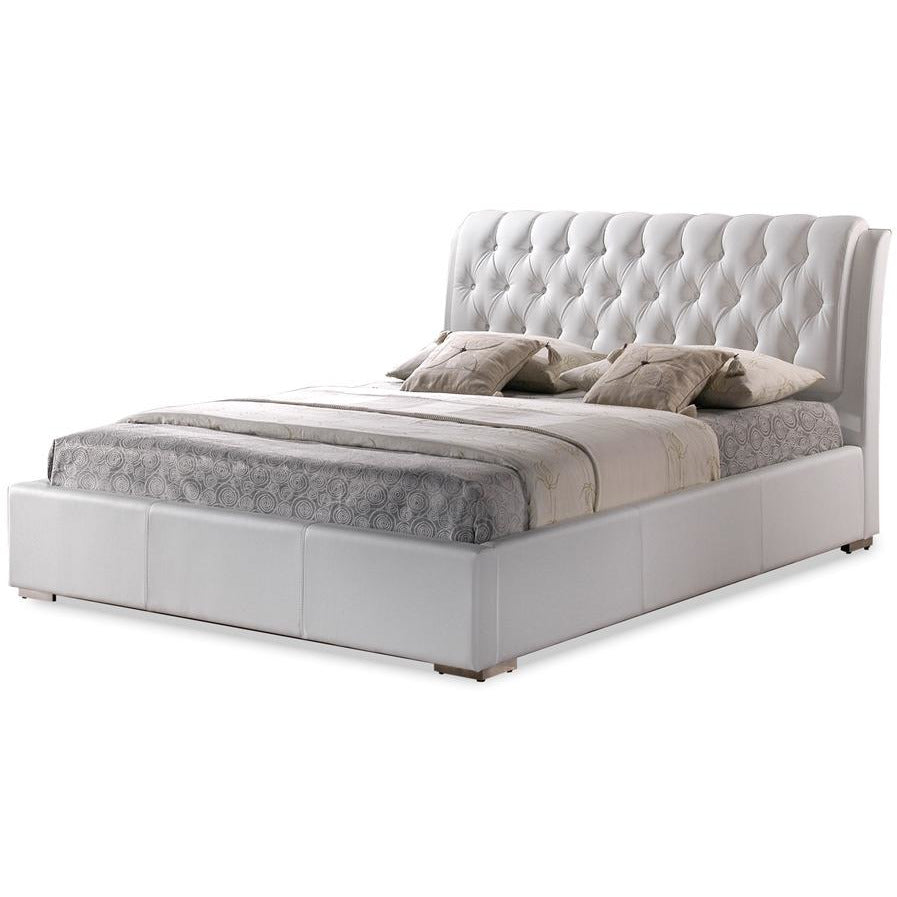 Bianca White Modern Bed With Tufted Headboard - King Size