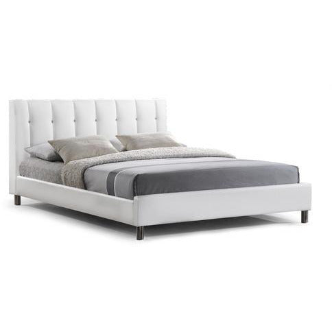 Vino White Modern Queen Size Bed With Upholstered Headboard