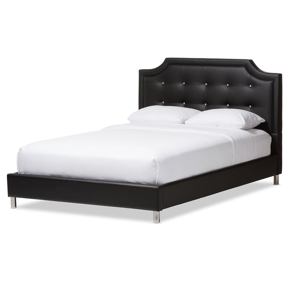 Carlotta Black Modern Bed With Upholstered Headboard - King Size