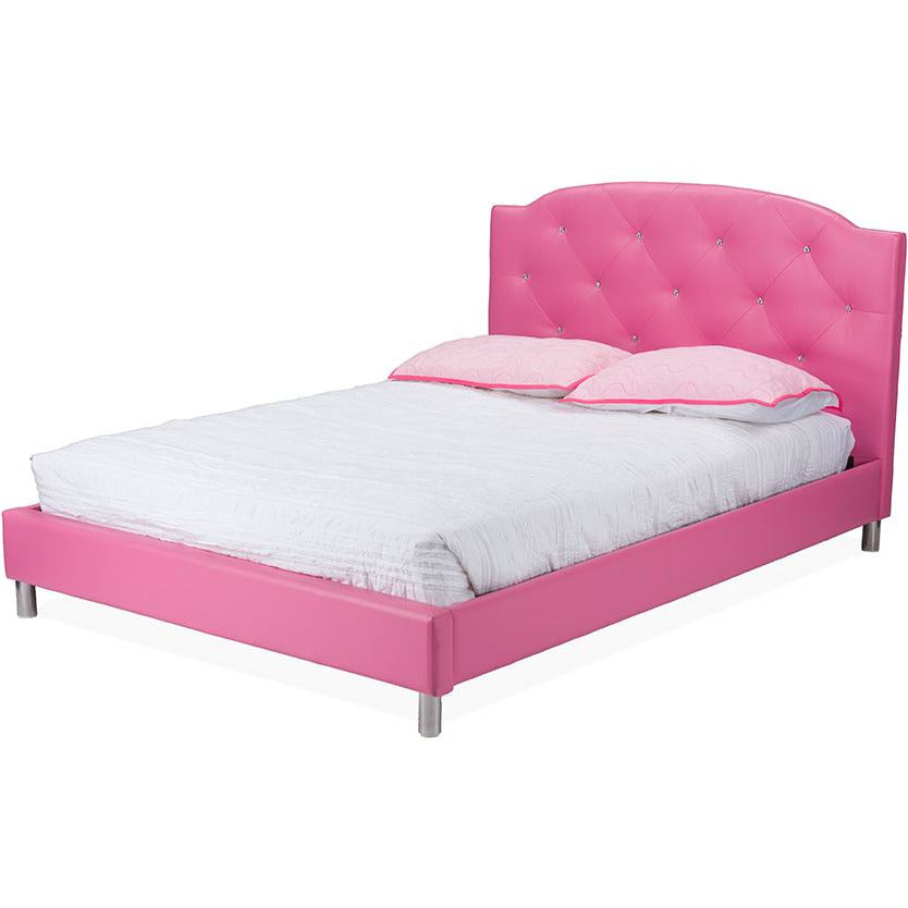 Canterbury Pink Leather Contemporary Full-Size Bed