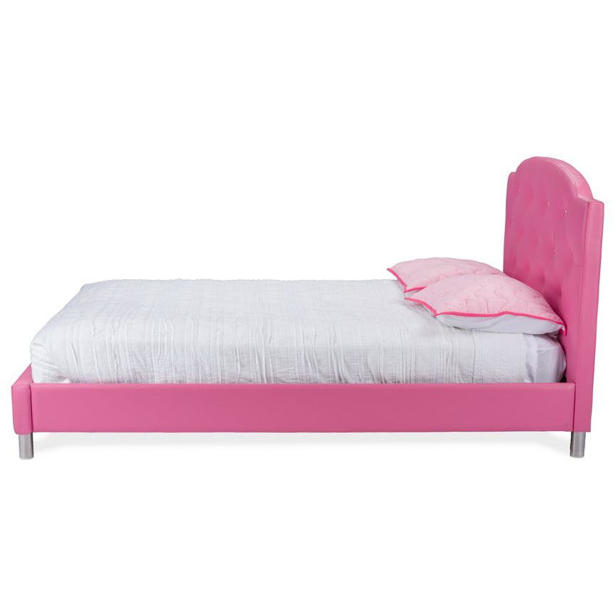 Canterbury Pink Leather Contemporary Full-Size Bed