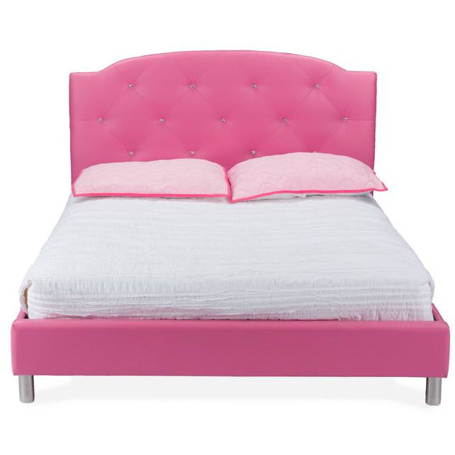 Canterbury Pink Leather Contemporary Full Size Bed