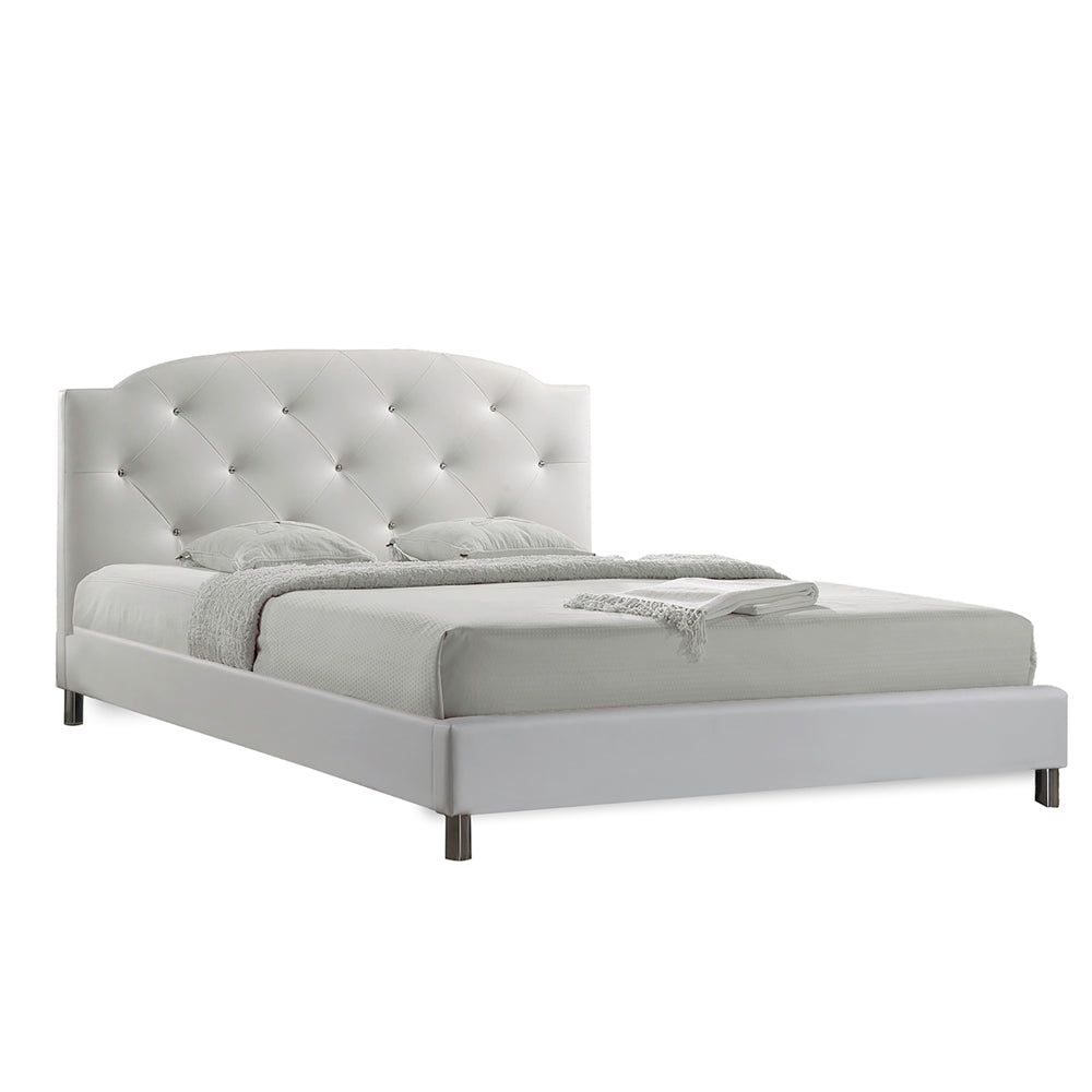 Canterbury White Leather Contemporary Queen-Size Bed