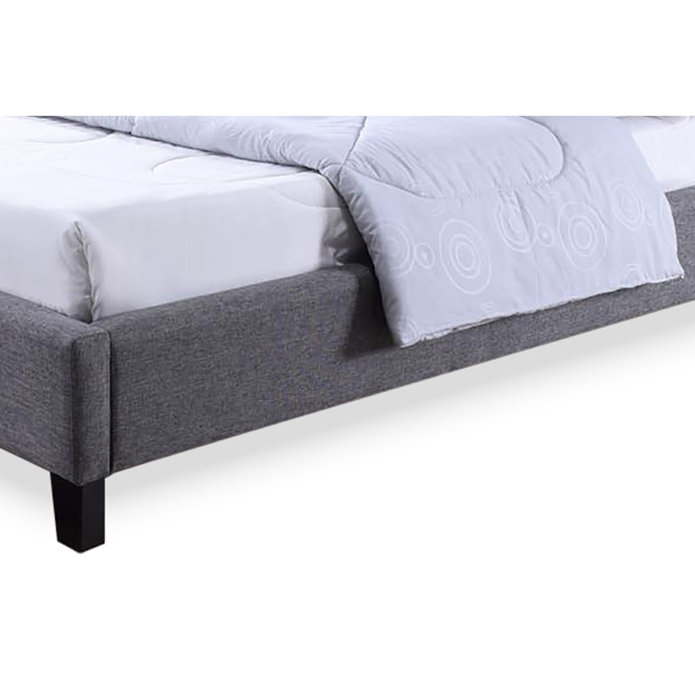 Hillary Queen Size Grey Fabric Upholstered Platform Base Bed Frame