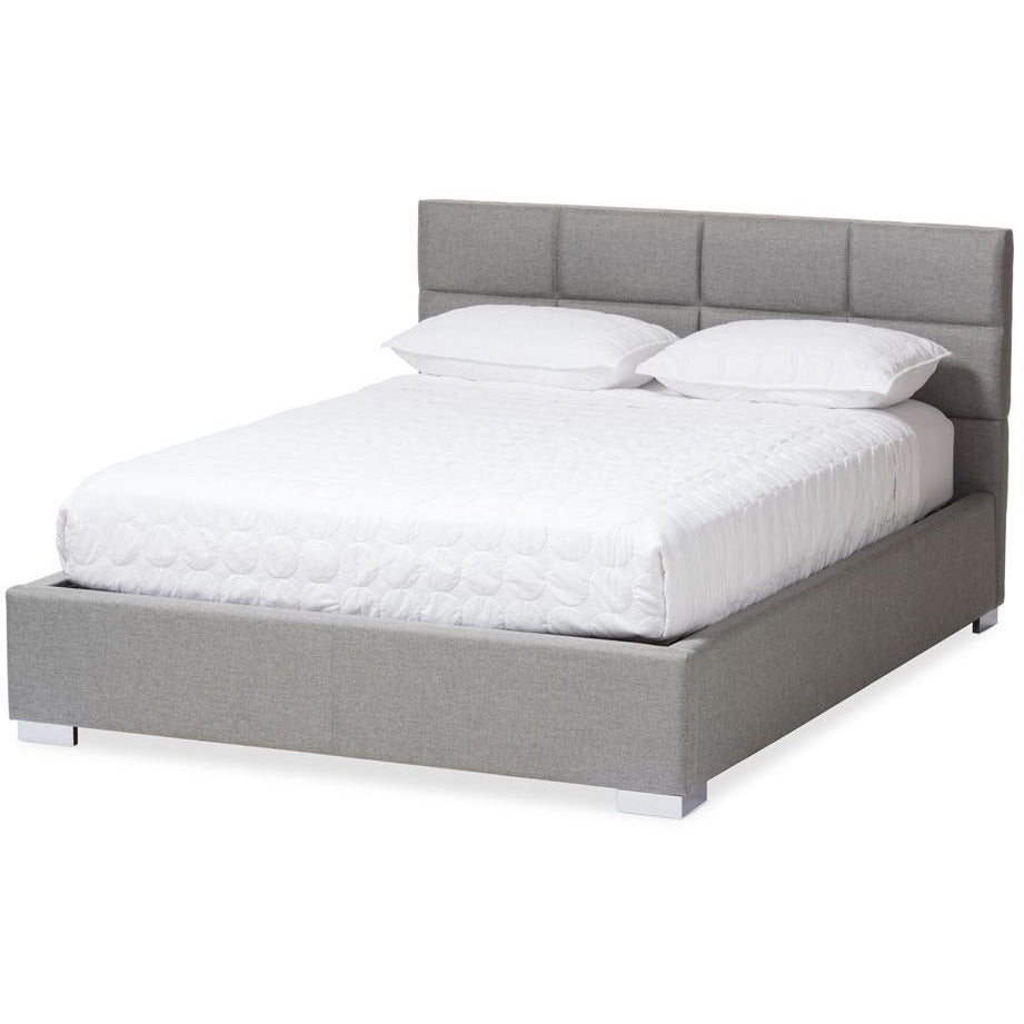 Sophie Grey Fabric Upholstered Queen Size Platform Bed