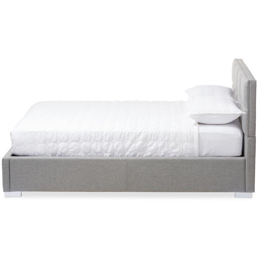 Sophie Grey Fabric Upholstered Queen Size Platform Bed