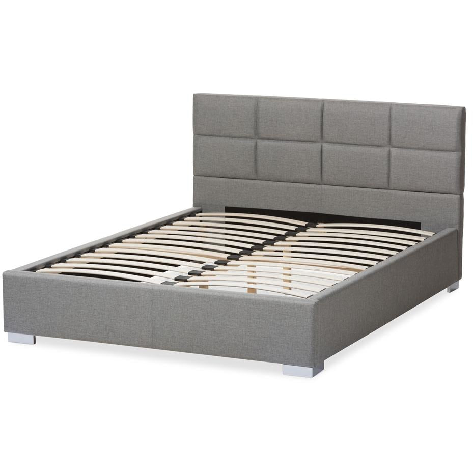 Sophie Grey Fabric Upholstered Queen Size Platform Bed