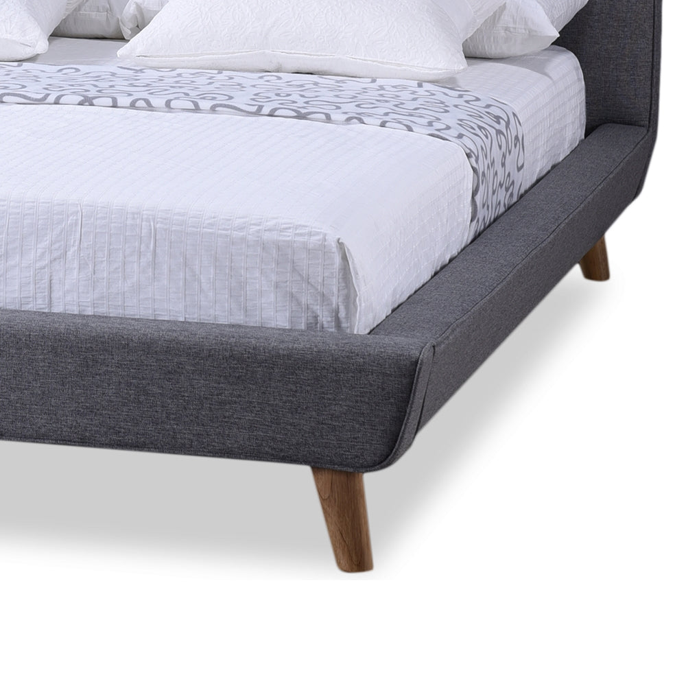 Jonesy Scandinavian Style Mid-Century Grey Fabric Upholstered Queen Size Platform Bed